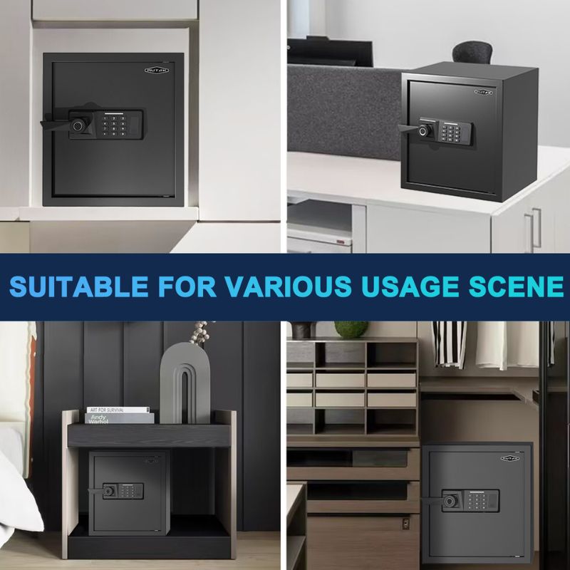 MUTAK Smart Biometric Safe – Quick-Access Fireproof Safe with Fingerprint, Keypad & Alarm