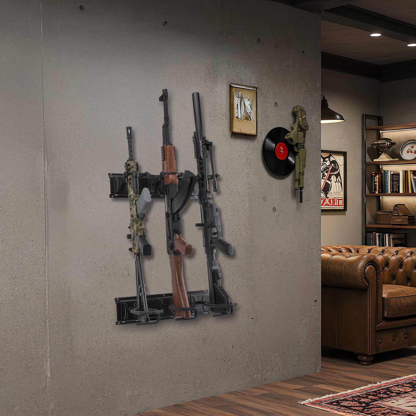 Gun Rack,Wall Mount Rifle Racks,Heavy Duty Steel Gun Rack for Wall, Adjustable 1/3/4/6/8/12 Slot Gun Display Holder Gun Stand