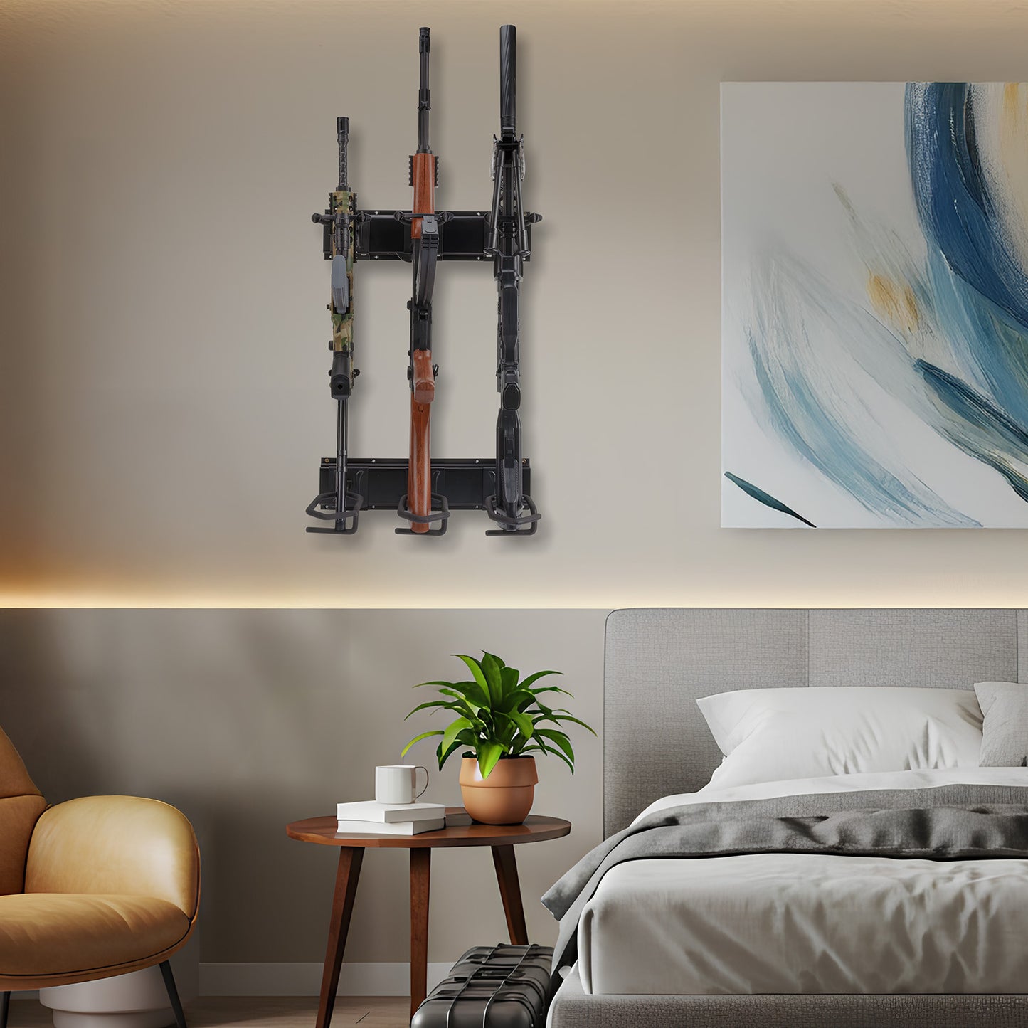 Gun Rack,Wall Mount Rifle Racks,Heavy Duty Steel Gun Rack for Wall, Adjustable 1/3/4/6/8/12 Slot Gun Display Holder Gun Stand