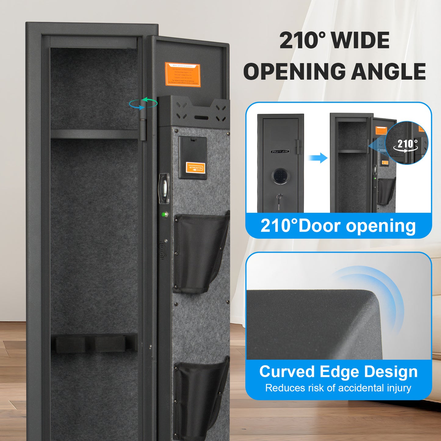 MUTAK 3-Gun Safe for Rifles & Pistols | Quick Access Firearm Cabinet with Digital Keypad, Alarm & LED