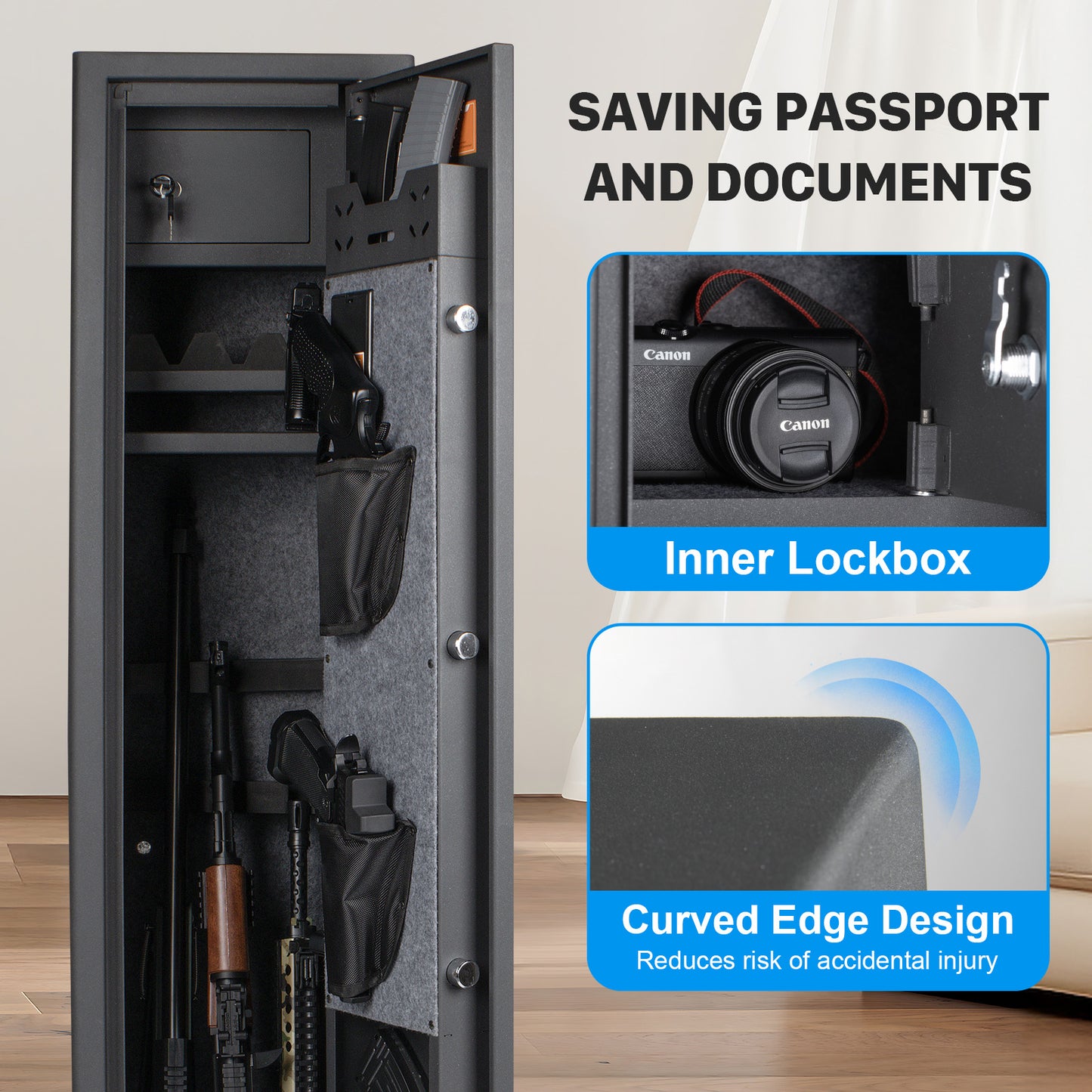 MUTAK Tall Biometric 6-Rifle Gun Safe with Fingerprint Lock