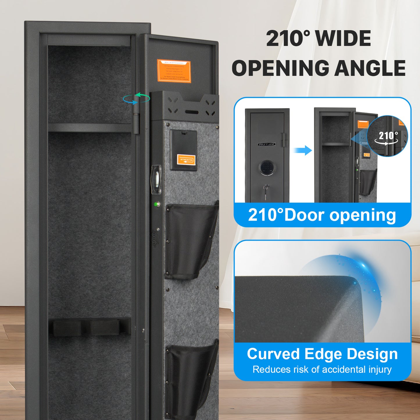 MUTAK 3-Gun Safe for Rifles & Pistols | Quick Access Firearm Cabinet with Digital Keypad, Alarm & LED