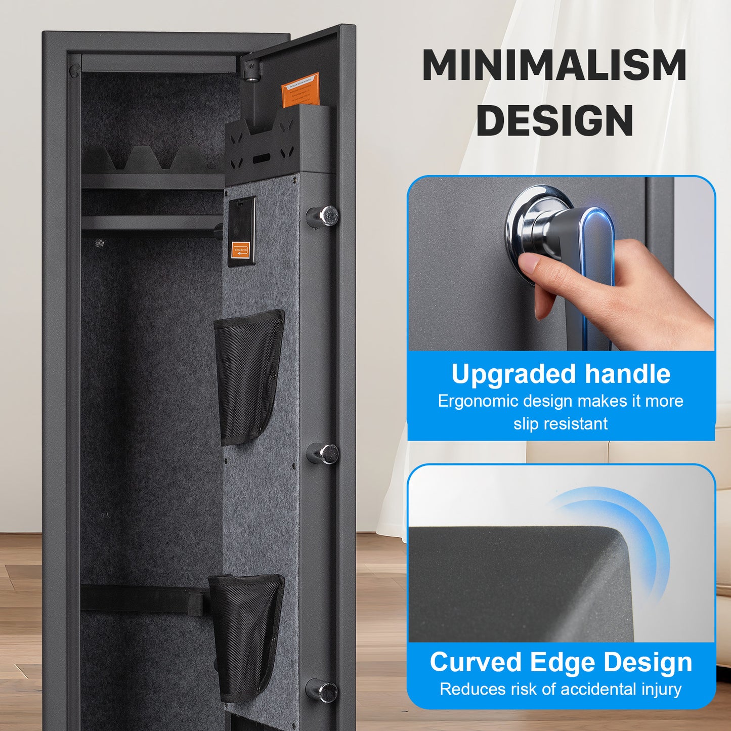 MUTAK 6-Gun Safe – Quick Access Rifle & Pistol Storage with Alarm, LED, Digital Keypad & Removable Shelf