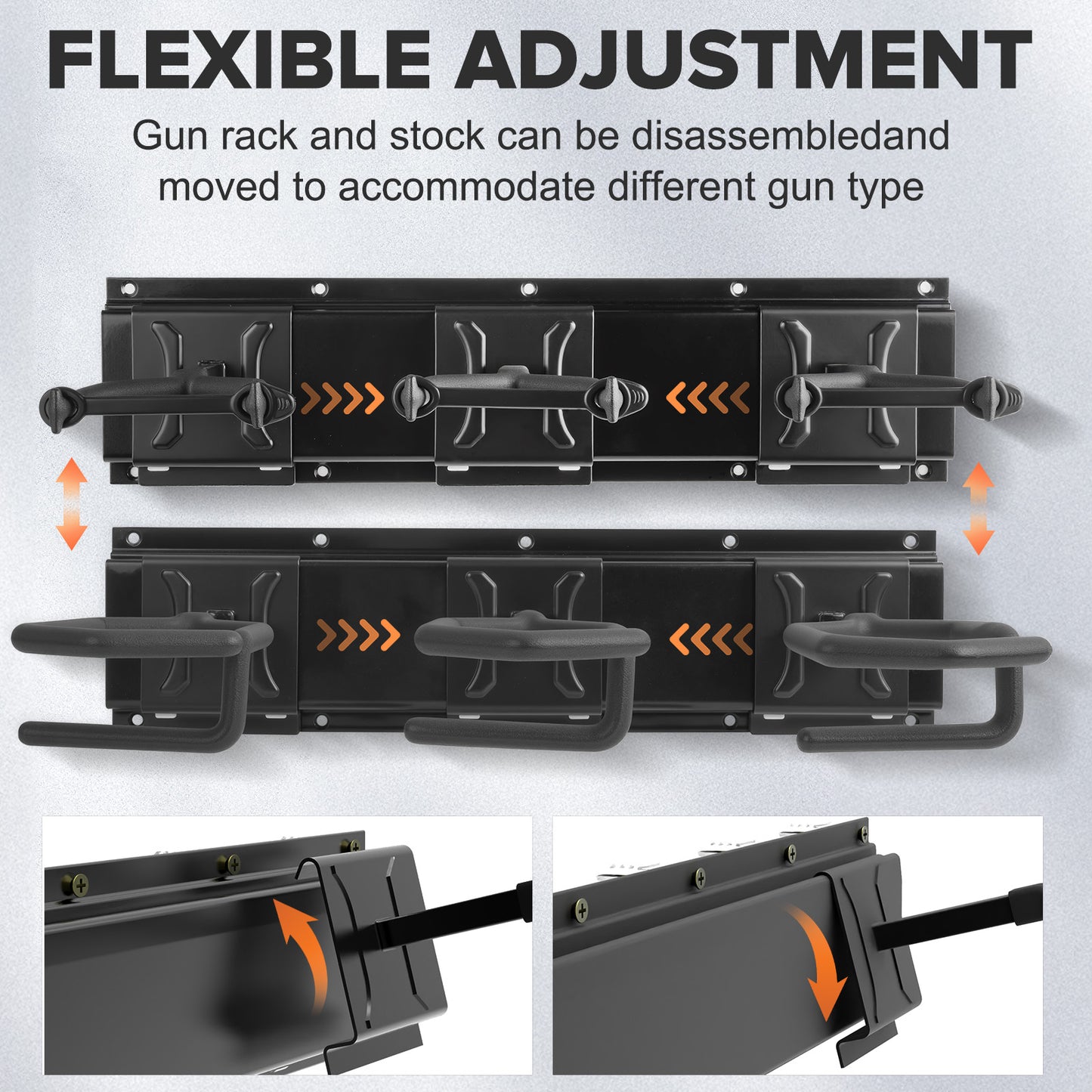 Gun Rack,Wall Mount Rifle Racks,Heavy Duty Steel Gun Rack for Wall, Adjustable 1/3/4/6/8/12 Slot Gun Display Holder Gun Stand