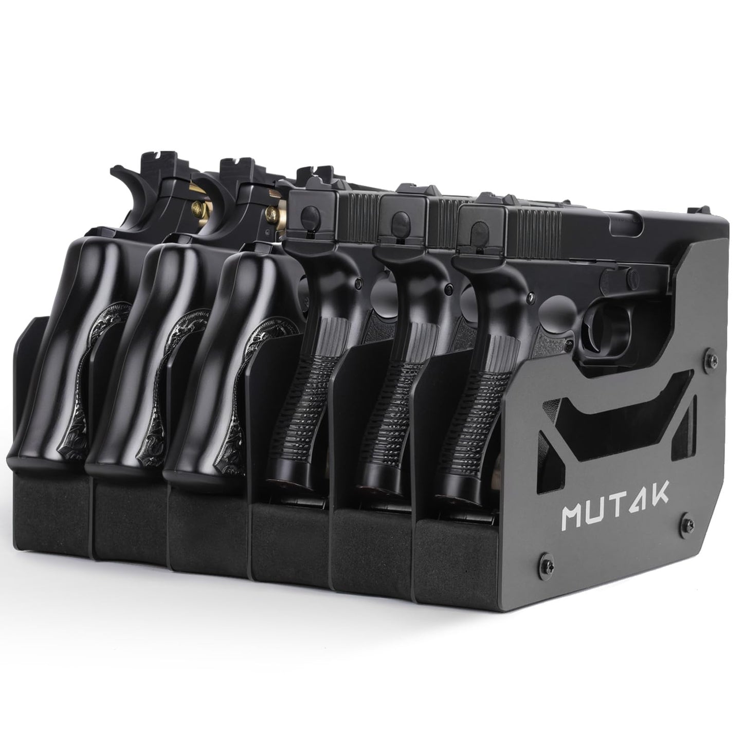 MUTAK Soft Foam Pistol Rack for Gun Safe – Handgun Organizer with 4-8 Slots