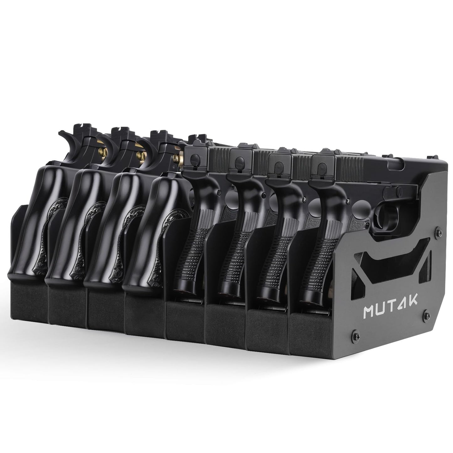 MUTAK Soft Foam Pistol Rack for Gun Safe – Handgun Organizer with 4-8 Slots