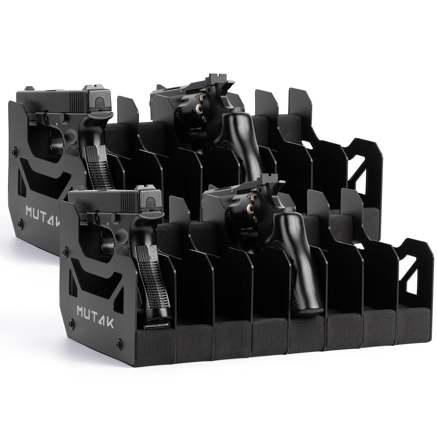 MUTAK Soft Foam Pistol Rack for Gun Safe – Handgun Organizer with 4-8 Slots