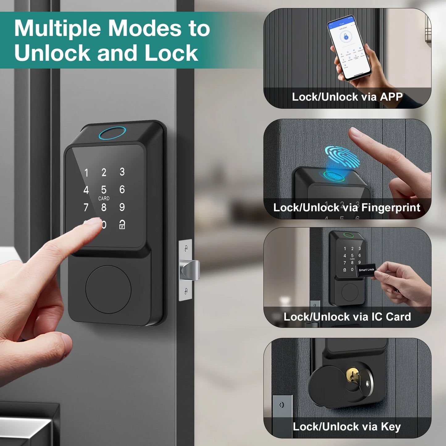 Mutak Smart Door Lock featuring Keypad and Fingerprint - High-Quality Entry Locks - Electronic Keypad Smart Deadbolt - Biometric Smart Digital Door Lock with Code