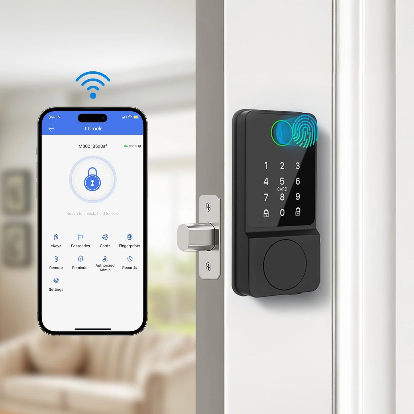 Mutak Smart Door Lock 6-in-1 Keyless Entry Door Lock With Touchscreen Keypad, Weatherproof, Wifi APP Remote Control&Bluetooth, For Home,Apartment,Office and Garages,Black
