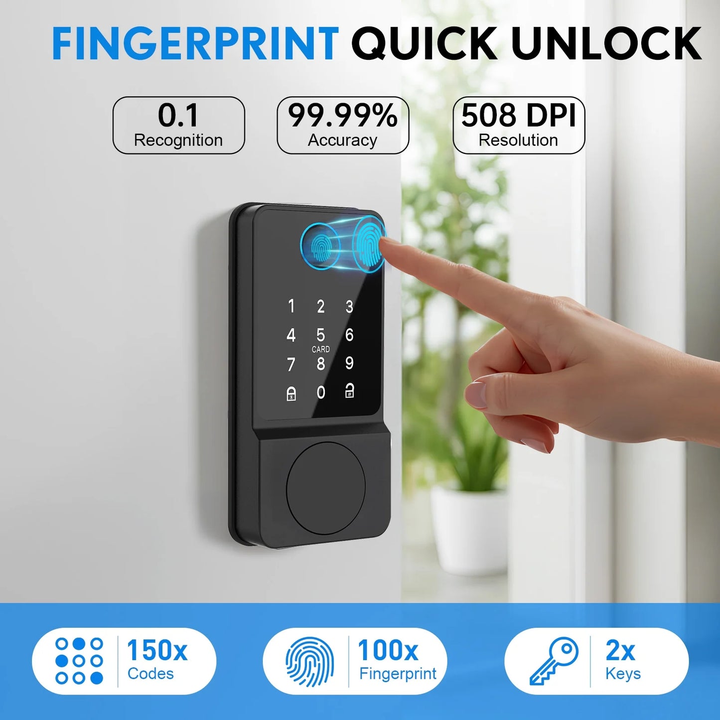 Mutak Smart Door Lock 6-in-1 Keyless Entry Door Lock With Touchscreen Keypad, Weatherproof, Wifi APP Remote Control&Bluetooth, For Home,Apartment,Office and Garages,Black