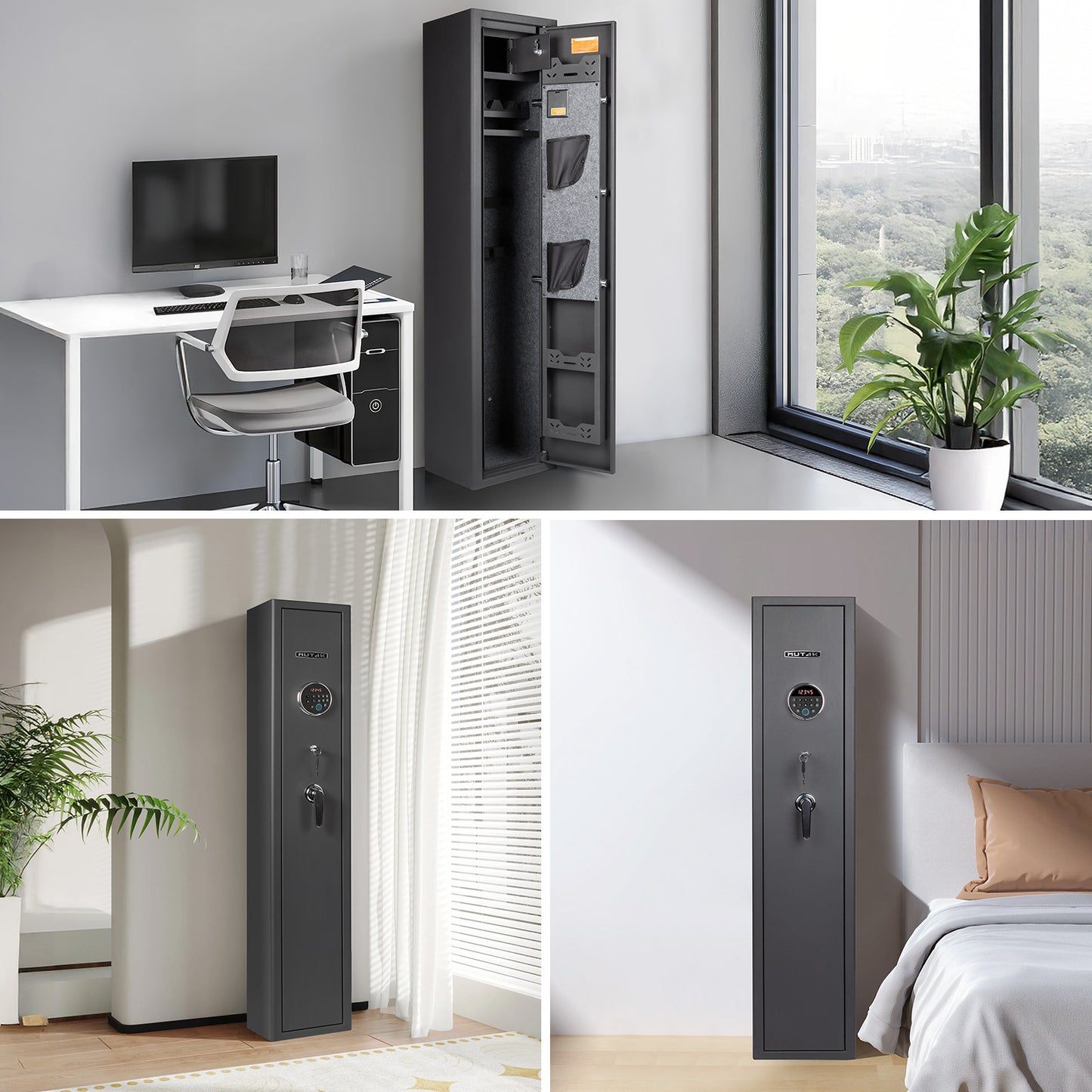 MUTAK Tall Biometric 6-Rifle Gun Safe with Fingerprint Lock