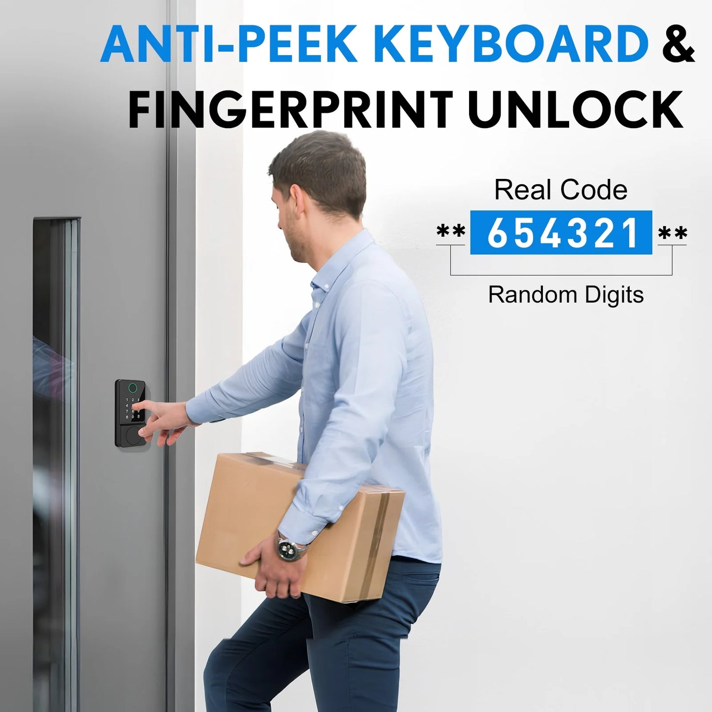 Mutak Smart Door Lock 6-in-1 Keyless Entry Door Lock With Touchscreen Keypad, Weatherproof, Wifi APP Remote Control&Bluetooth, For Home,Apartment,Office and Garages,Black