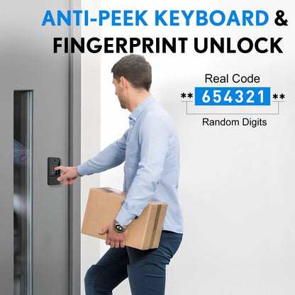 Mutak Smart Door Lock 6-in-1 Keyless Entry Door Lock With Touchscreen Keypad, Weatherproof, Wifi APP Remote Control&Bluetooth, For Home,Apartment,Office and Garages,Black