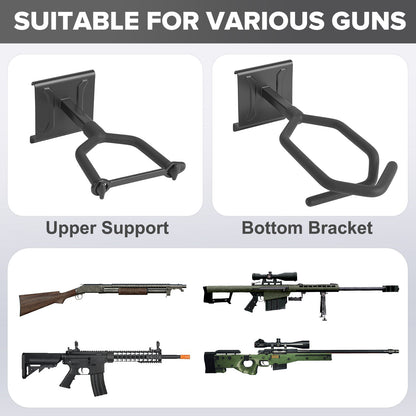 Gun Rack,Wall Mount Rifle Racks,Heavy Duty Steel Gun Rack for Wall, Adjustable 1/3/4/6/8/12 Slot Gun Display Holder Gun Stand