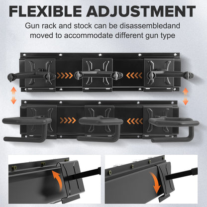 Gun Rack,Wall Mount Rifle Racks,Heavy Duty Steel Gun Rack for Wall, Adjustable 1/3/4/6/8/12 Slot Gun Display Holder Gun Stand