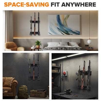 Gun Rack,Wall Mount Rifle Racks,Heavy Duty Steel Gun Rack for Wall, Adjustable 1/3/4/6/8/12 Slot Gun Display Holder Gun Stand