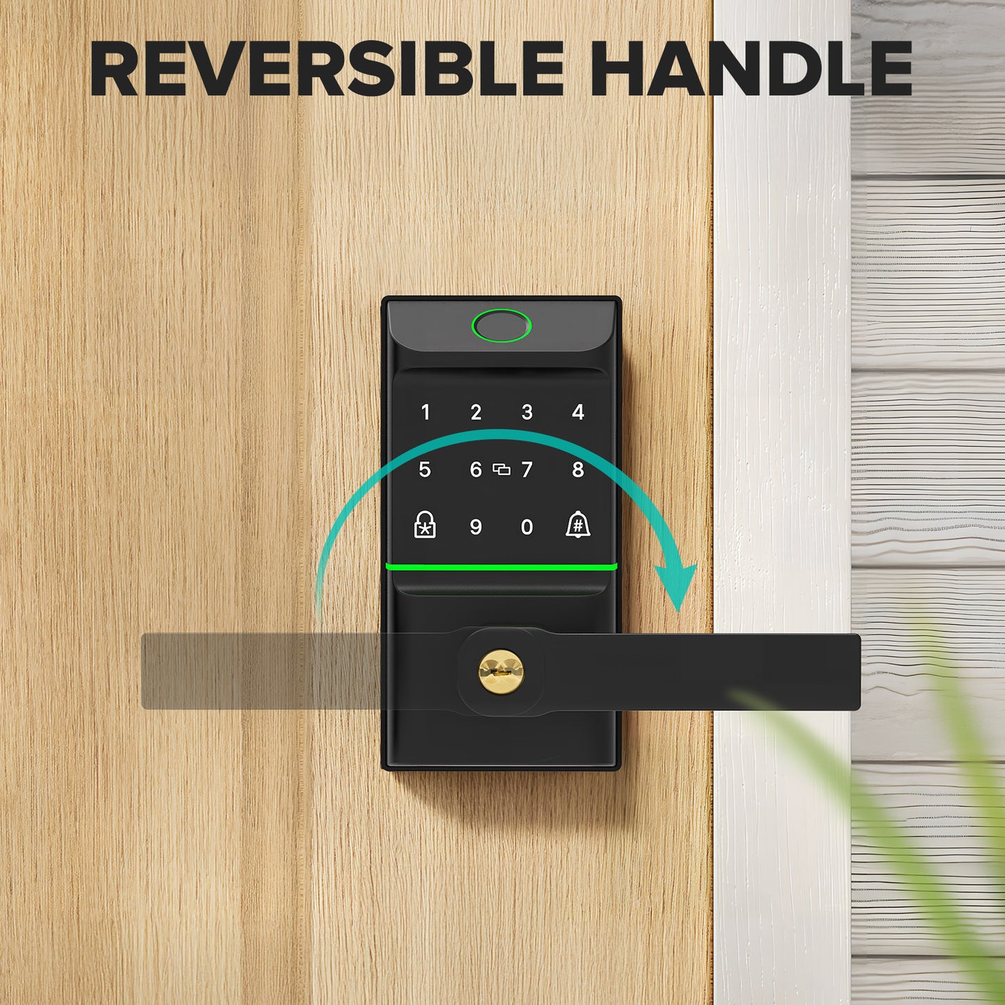 Keyless Entry Smart Door Lock with Doorbell, 6 in 1 Biometric Electric Digital Deadbolt Fingerprint Touchscreen Keypad APP IC Card with 2 Lever Handles for Front Doors Home Office Apartment
