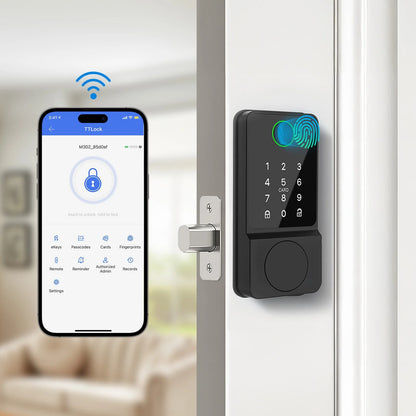 Mutak Smart Door Lock 6-in-1 Keyless Entry Door Lock With Touchscreen Keypad, Weatherproof, Wifi APP Remote Control&Bluetooth, For Home,Apartment,Office and Garages,Black