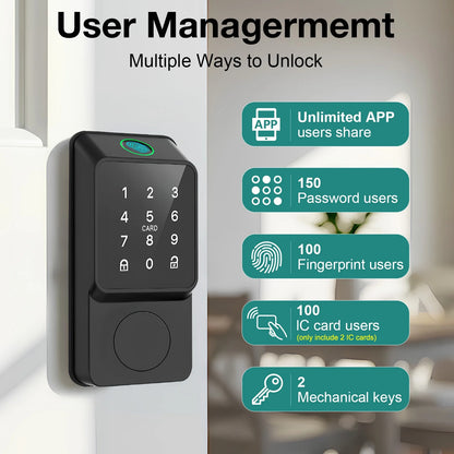 Mutak Smart Door Lock featuring Keypad and Fingerprint - High-Quality Entry Locks - Electronic Keypad Smart Deadbolt - Biometric Smart Digital Door Lock with Code